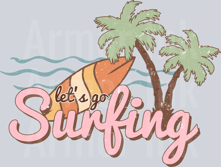 Lets Go Surfing DTF transfer