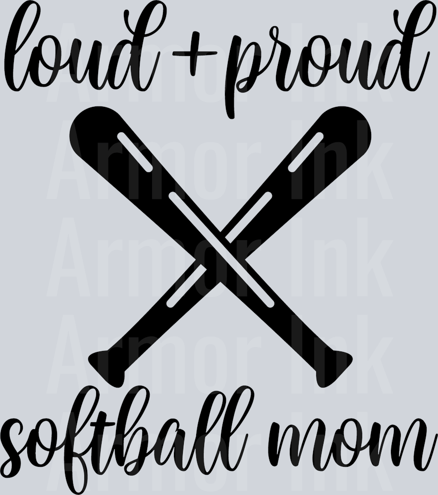 Loud+Proud Softball Mom DTF transfer