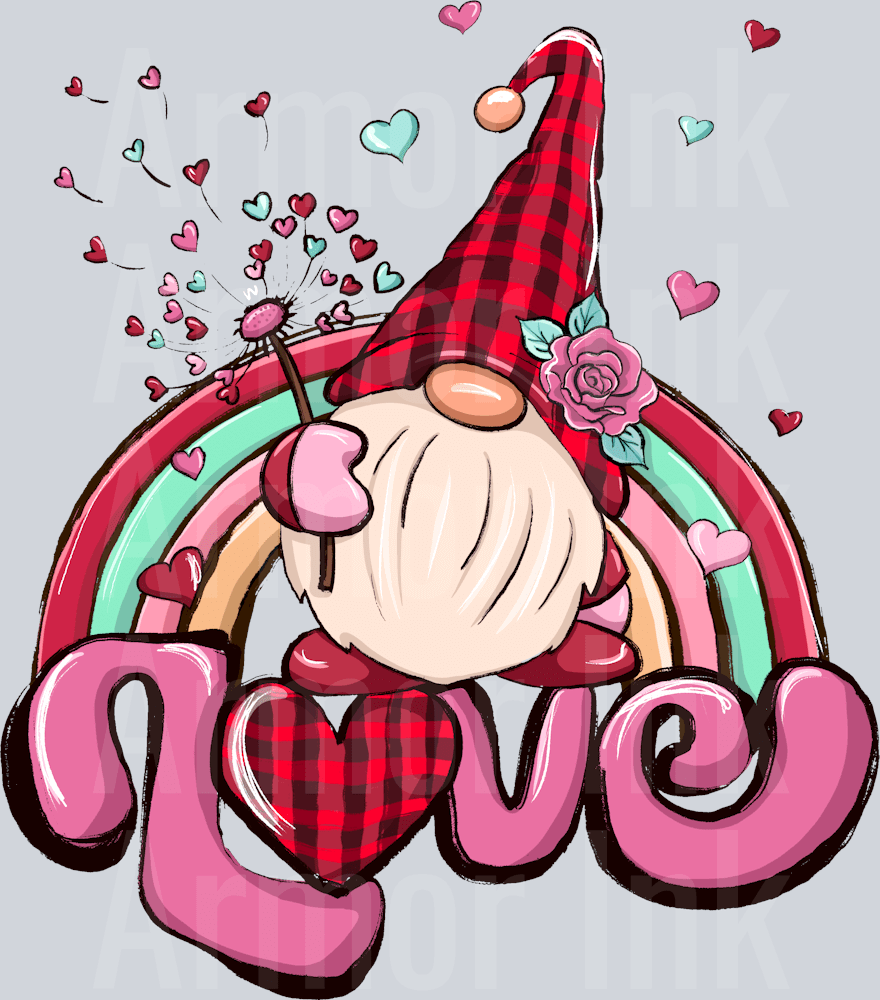 Love Gnome Rainbow DTF transfer