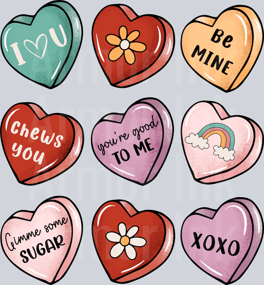 Love Hearts DTF transfer