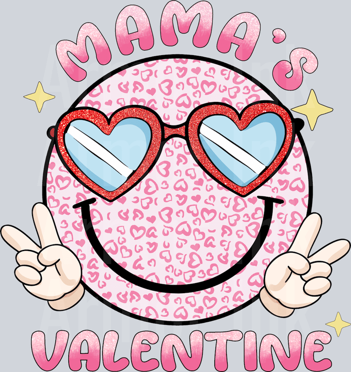 Mama's Valentine Heart Glasses Smiley DTF Transfer – Ready to Press ...