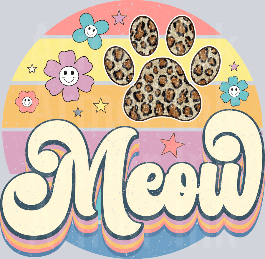 Meow Hippie DTF transfer