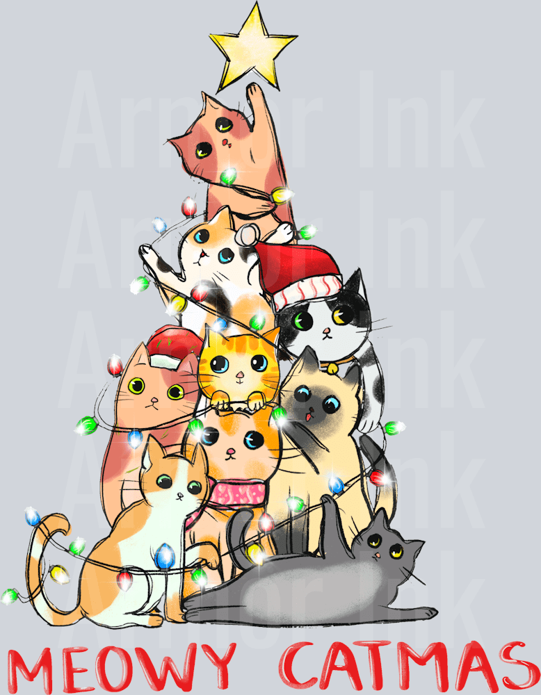 Meowy Catmas DTF transfer