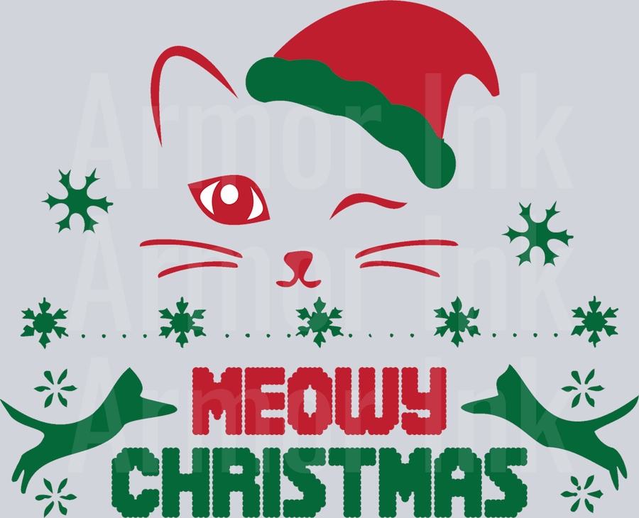 Meowy Christmas DTF transfer