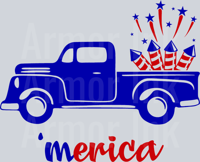 Merica Truck Fireworks DTF transfer