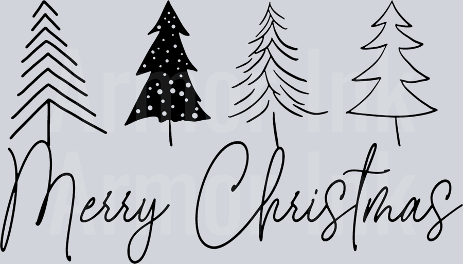 Merry Christmas Tree Black DTF transfer