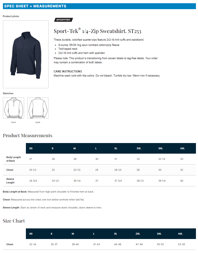 Classic Sweatshirt Material 1/4 Zip Pullover - Adult - Jr. Eagles