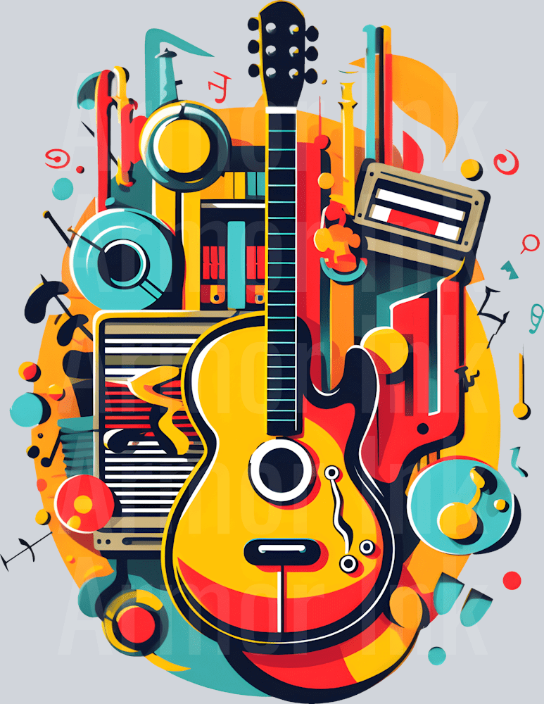 Music Guitar DTF transfer