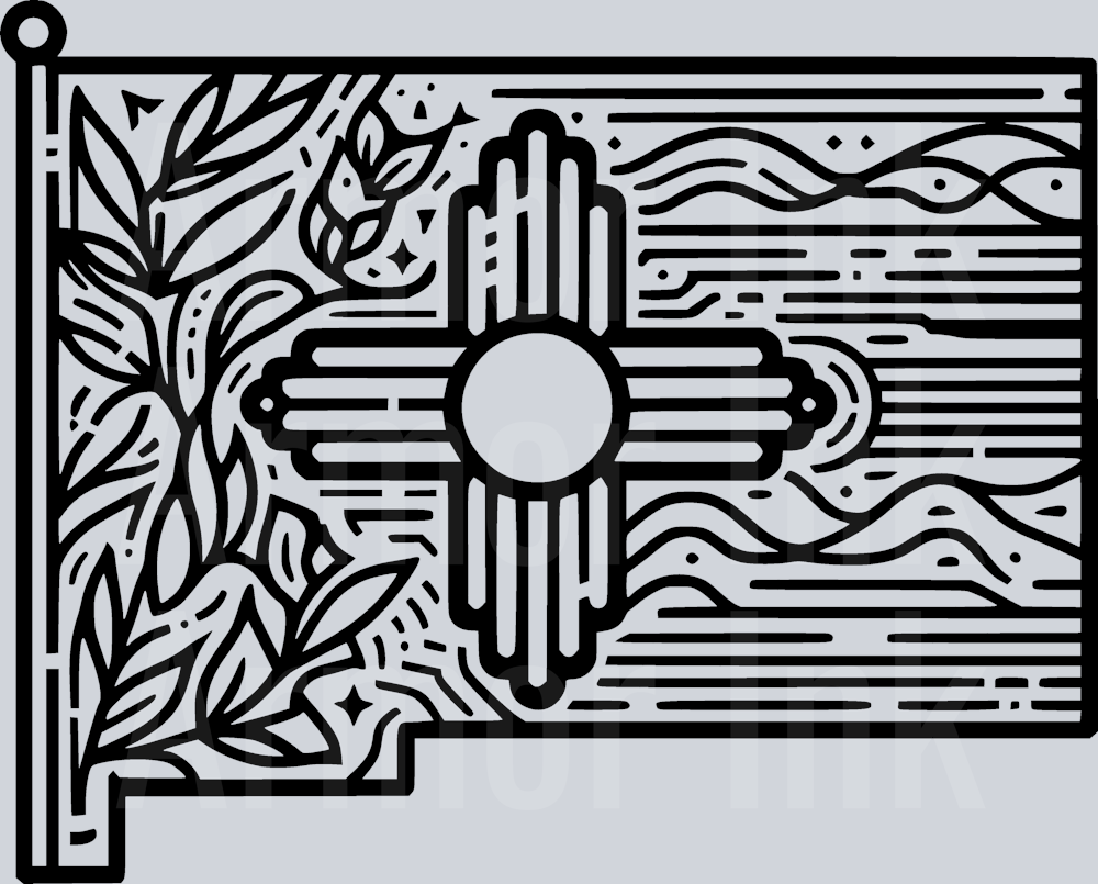 New Mexico Flag Black