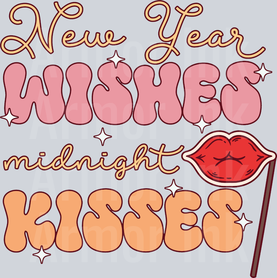 New Year Wishes Midnight Kisses DTF transfer