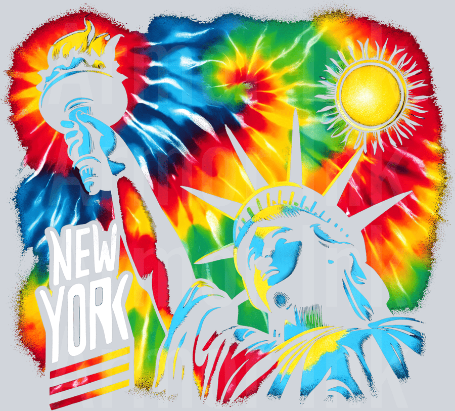 New York Tie Dye Blackout DTF transfer