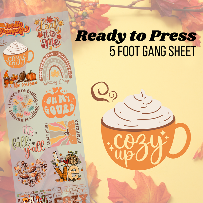 Fall Pre-made 5 Foot (22x60) DTF Gang Sheet