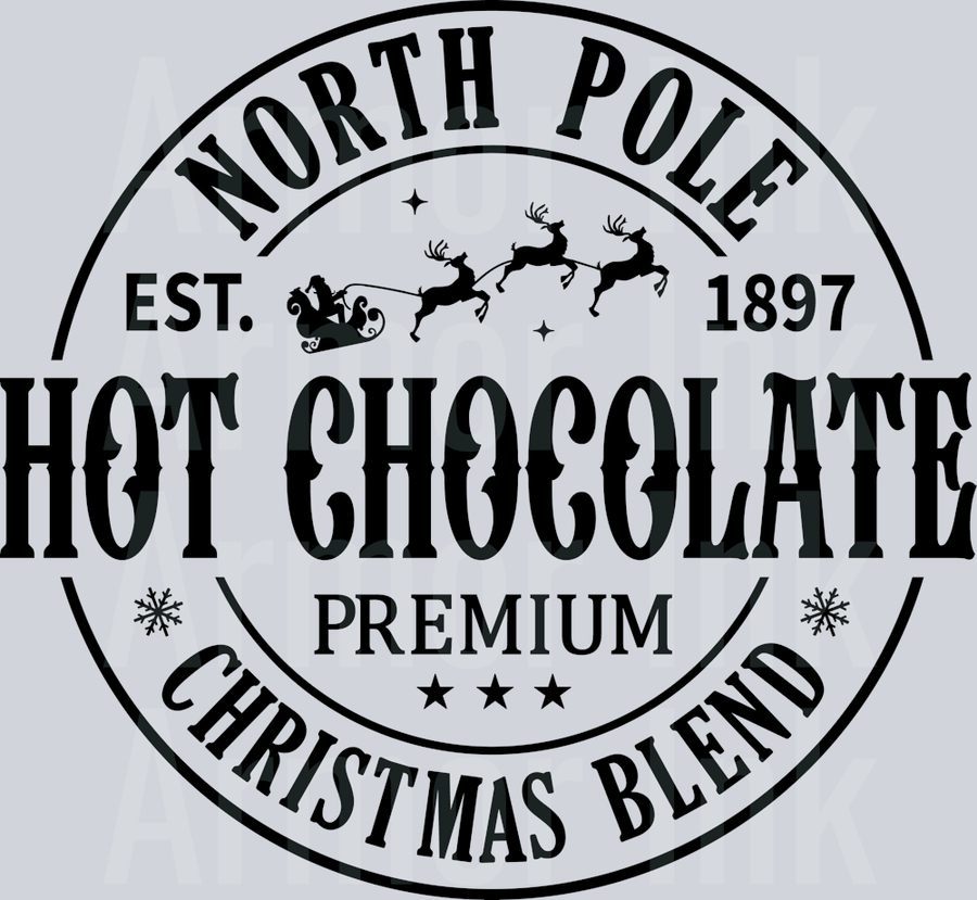 North Pole Hot Chocolate Christmas Blend DTF transfer