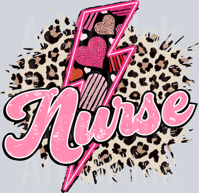 Nurse Lightning Bolt Leopard DTF transfer