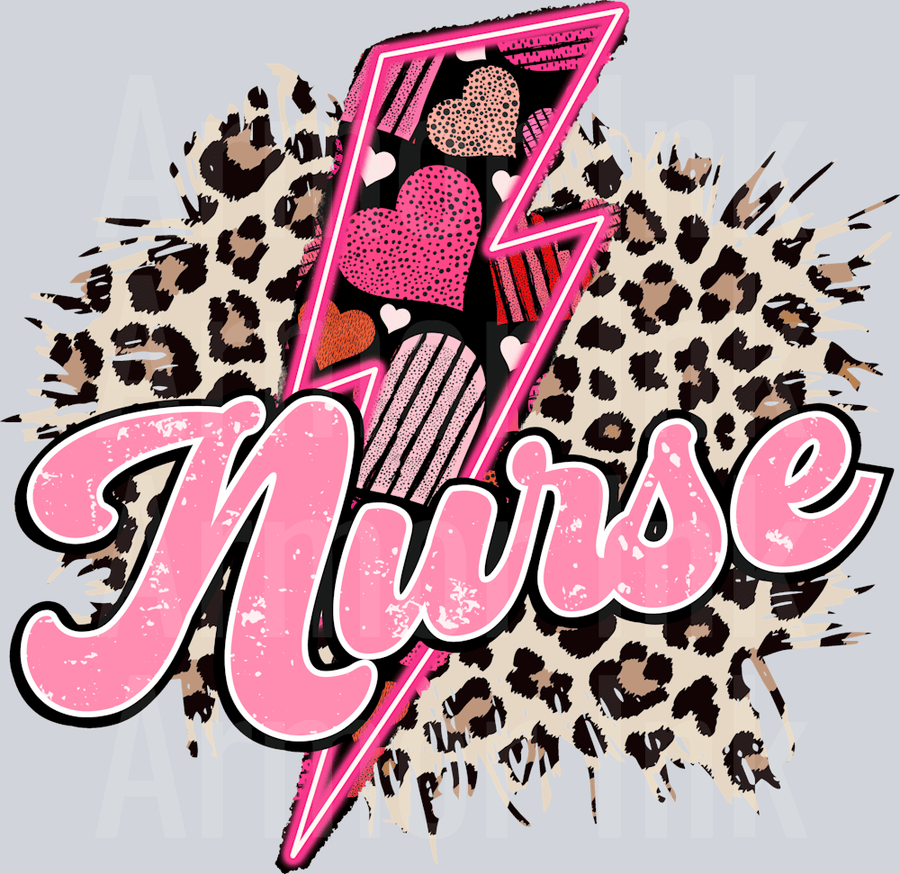 Nurse Lightning Bolt Leopard DTF transfer
