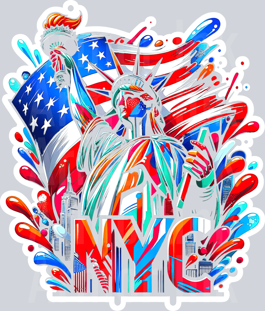 NYC FLAG Patriotic Blackout DTF transfer