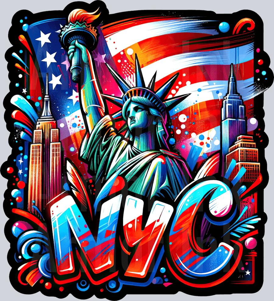 NYC Patriotic DTF transfer