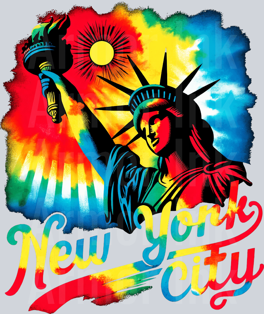 NYC Tie Dye DTF transfer