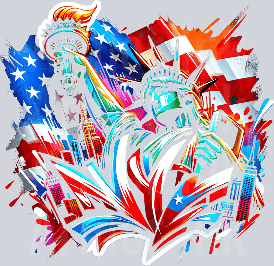NYC Tie Dye Patriotic Blackout DTF transfer