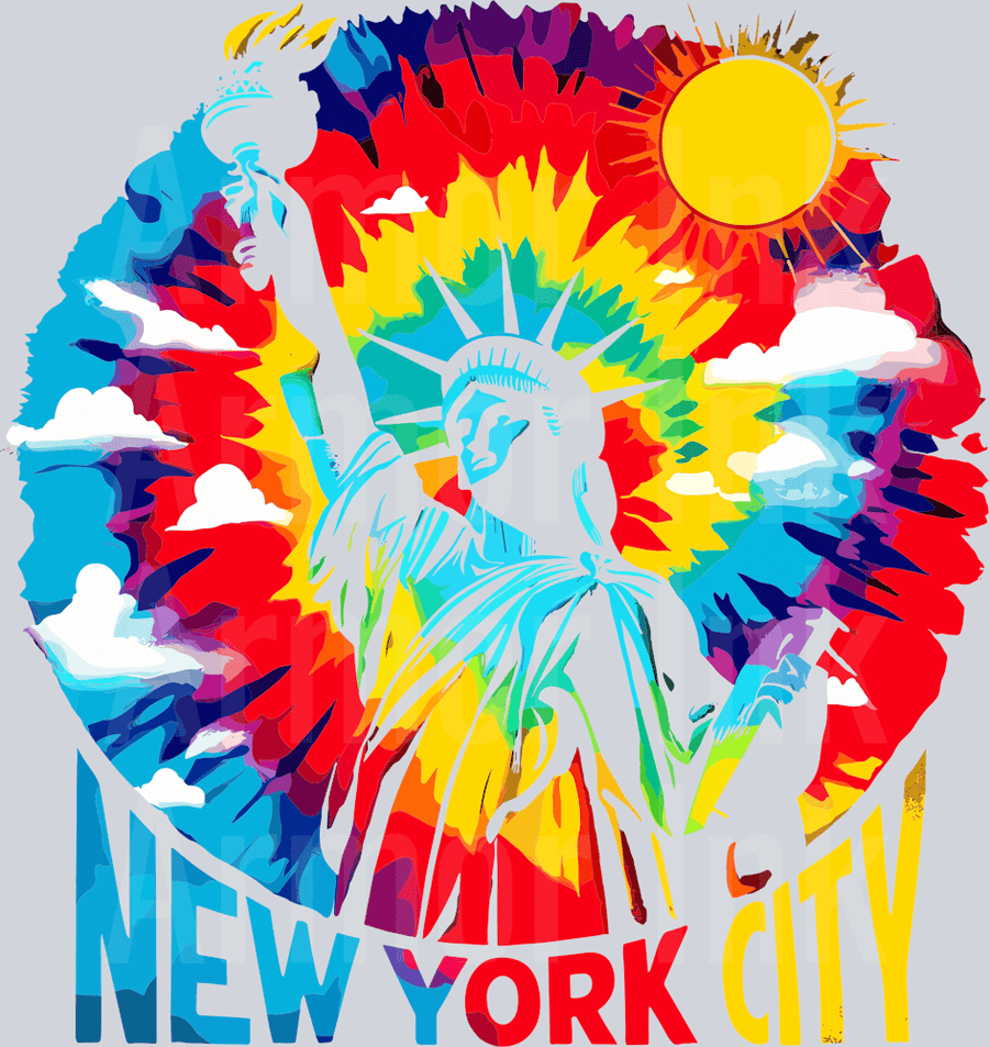 NYC Tie Dye Round Blackout DTF transfer
