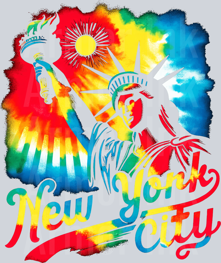 NYC TieDye Blackout DTF transfer