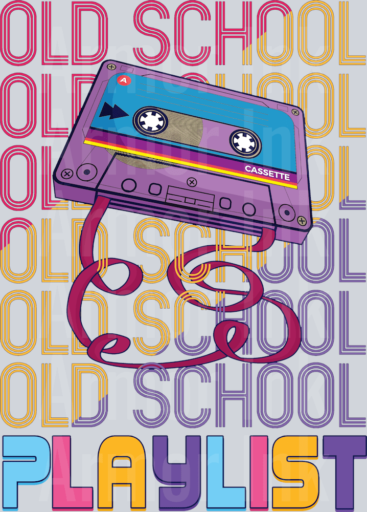 Old School Playlist DTF transfer