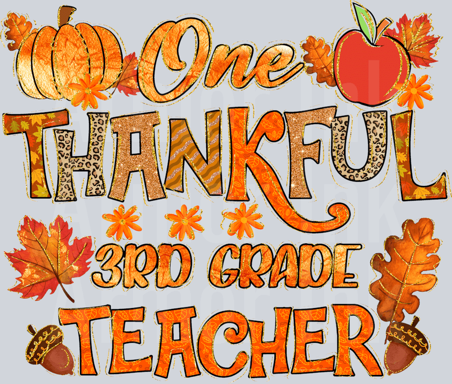 One Thankful 3rd Grade Teacher DTF transfer