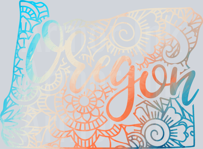 Oregon Flowers Color Splash Blue Peach DTF Transfer – Ready to Press ...