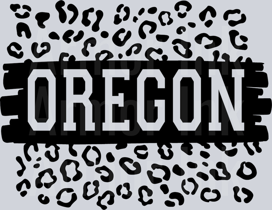 Oregon Leopard Text DTF transfer