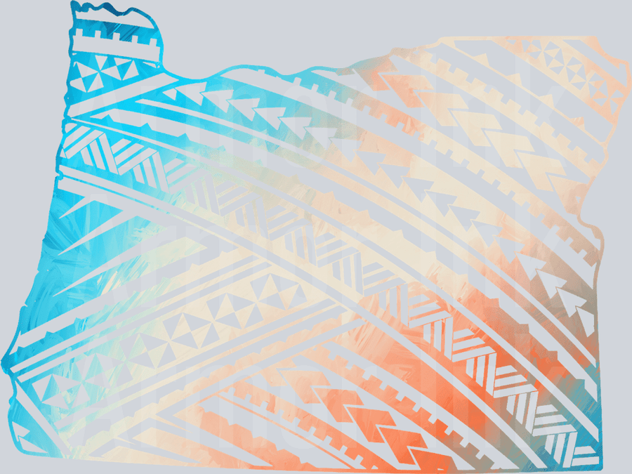 Oregon Tribal Color Splash Blue Peach DTF Transfer – Ready to Press ...