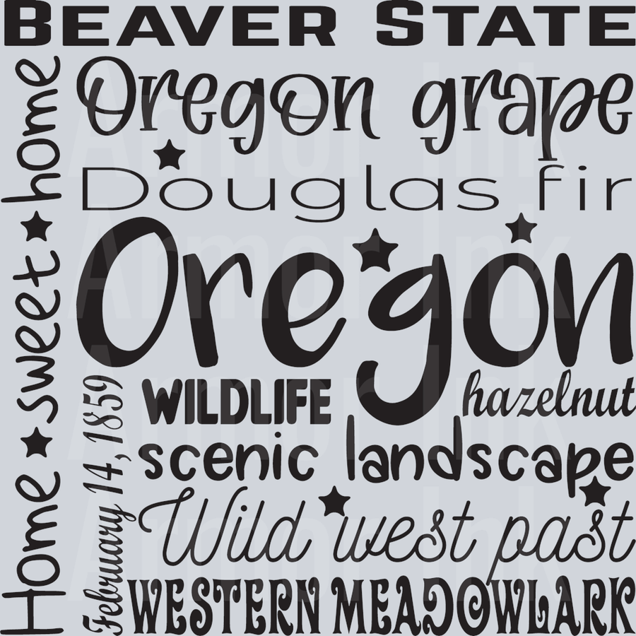 Oregon Word Collage DTF transfer