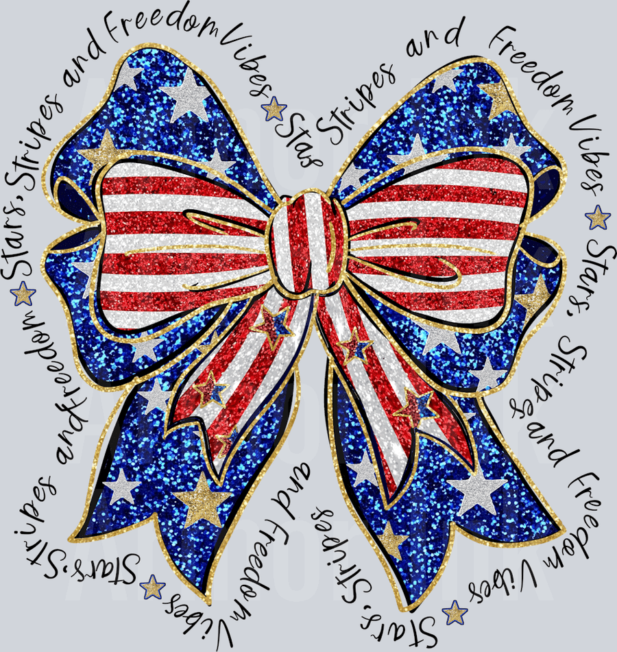 Patriotic Bow Sequin DTF transfer