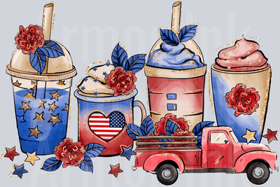 Patriotic Drinks DTF transfer