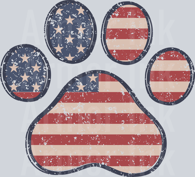 Patriotic Paw Print DTF transfer
