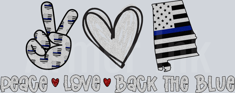 Peace Love Back The Blue DTF transfer
