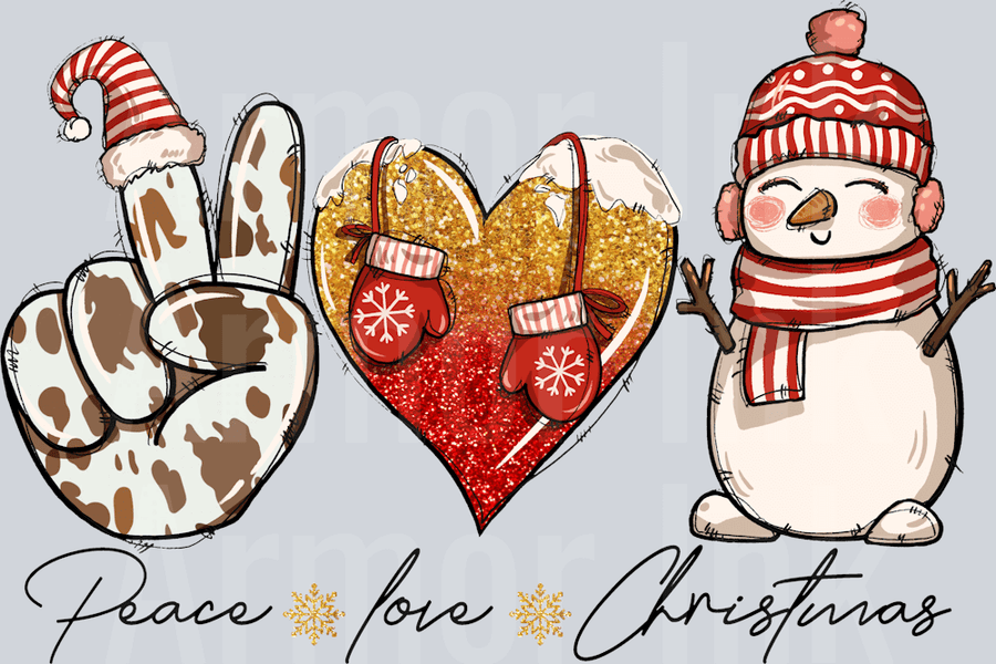 Peace Love Christmas DTF transfer