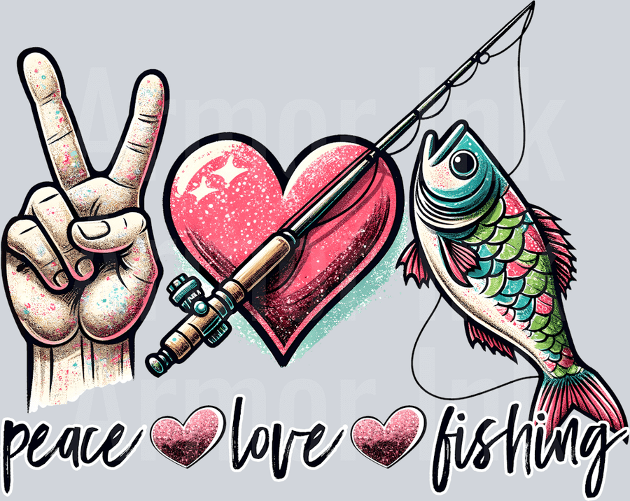 Peace Love Fishing DTF transfer