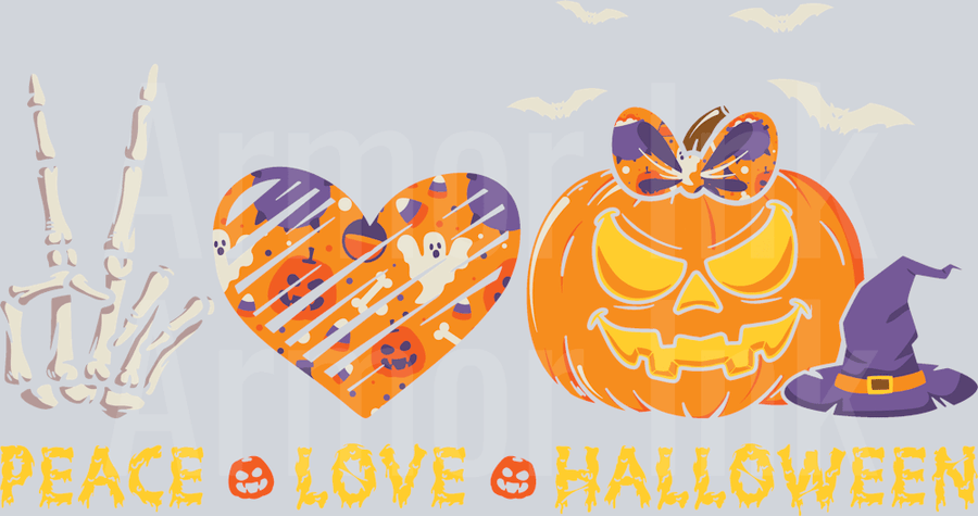 Peace Love Halloween DTF transfer