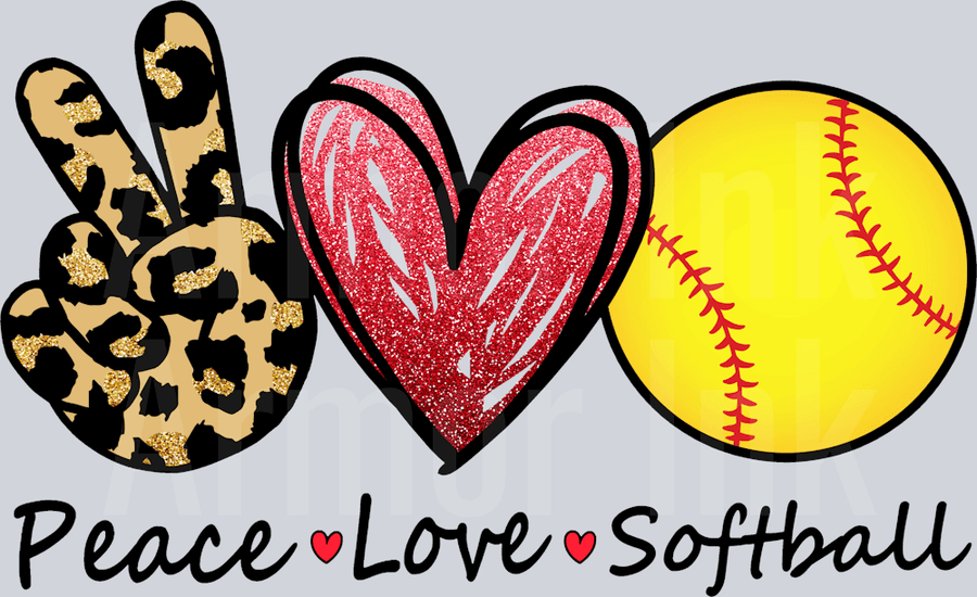 Peace Love Softball DTF transfer