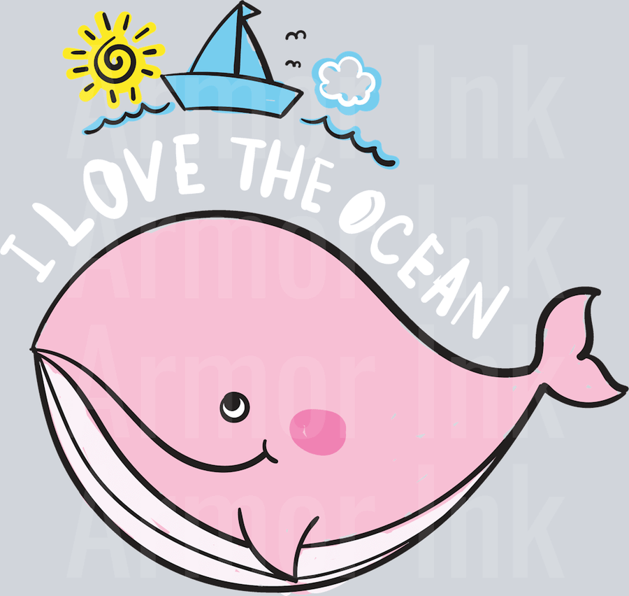 Pink Whale DTF transfer