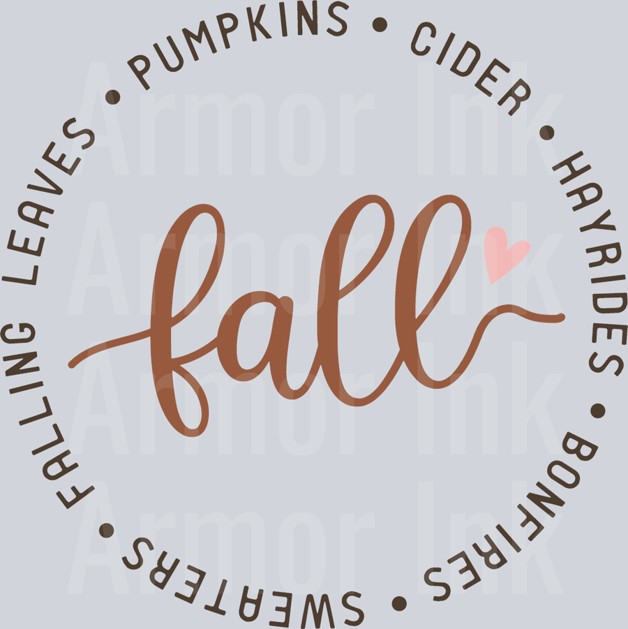 Pumkins Cider Hayrides Bonfires Sweaters Falling Leaves Fall DTF transfer