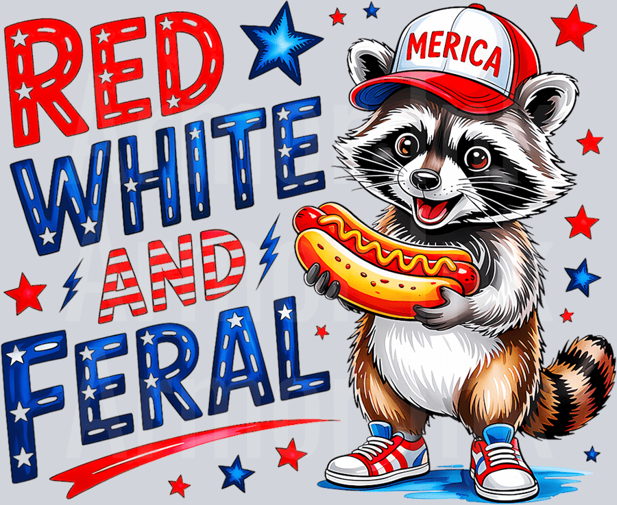 Red White And Feral DTF transfer