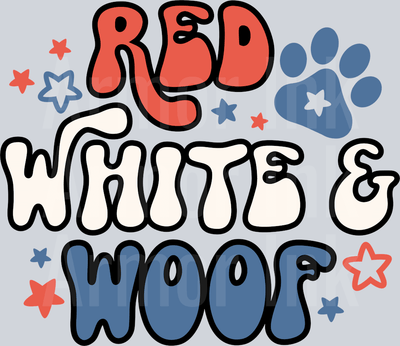 Red White And Woof DTF transfer