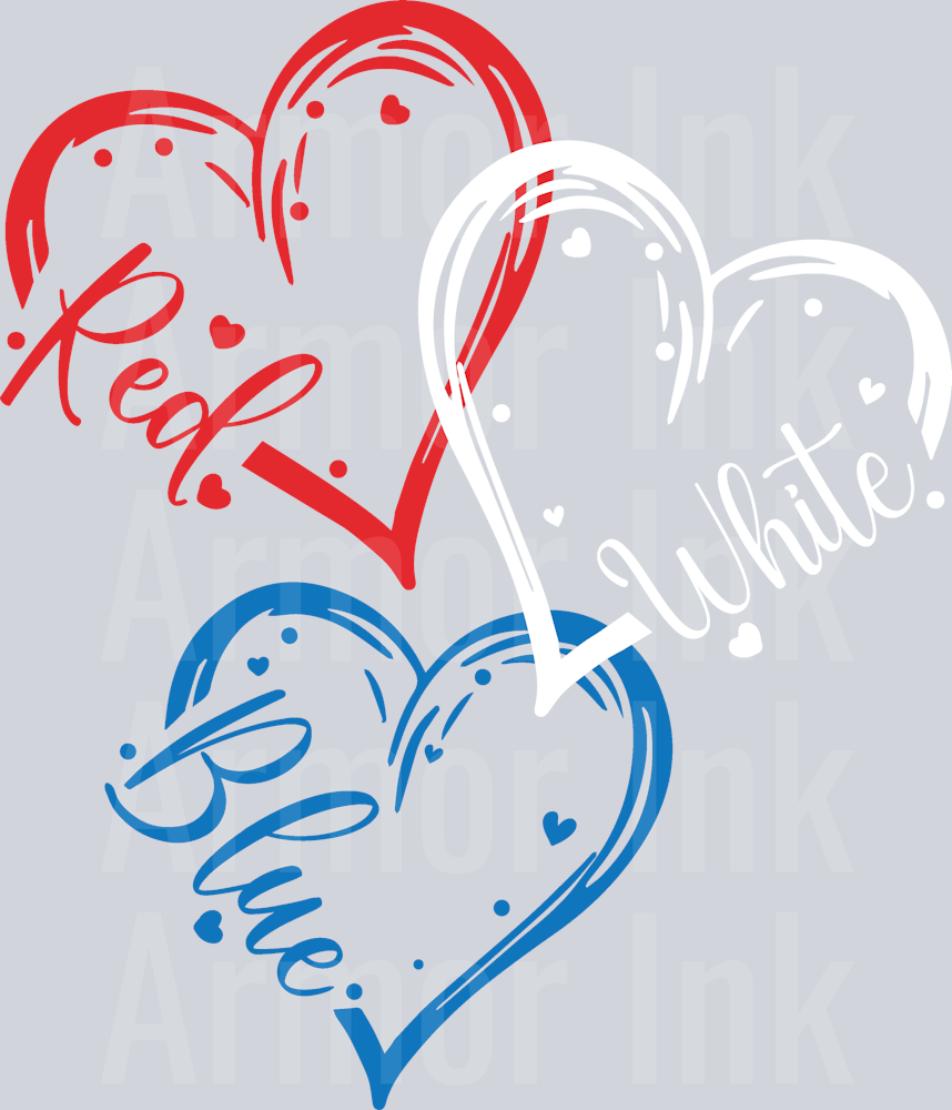 Red White Blue Love DTF transfer