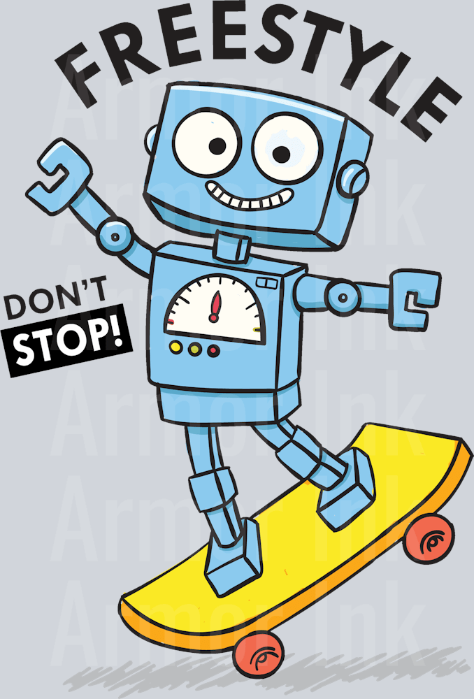 Robot Skateboarder DTF transfer