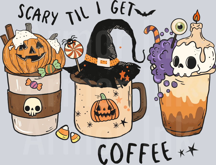 Scary Til I Get Coffee DTF transfer