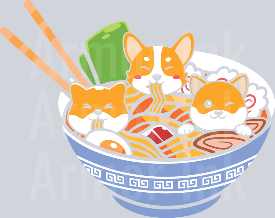 Shiba Inu Ramen DTF transfer