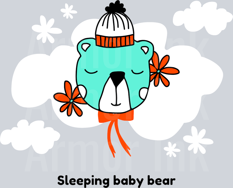 Sleeping Baby Bear DTF transfer