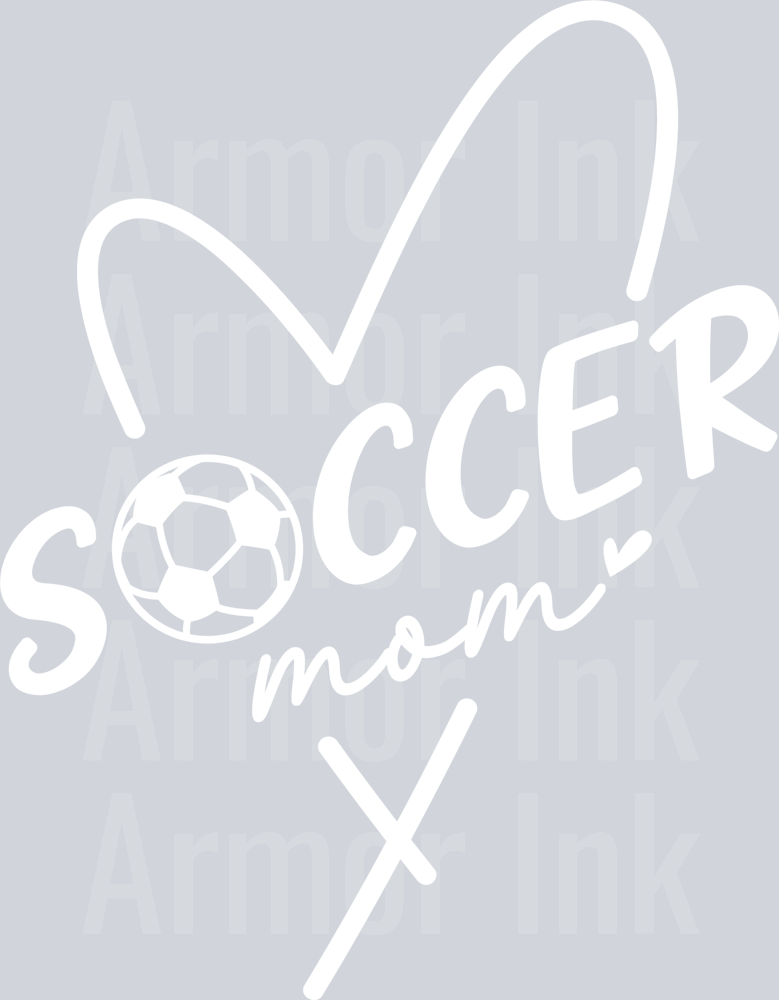 SOCCER mom Heart White DTF transfer