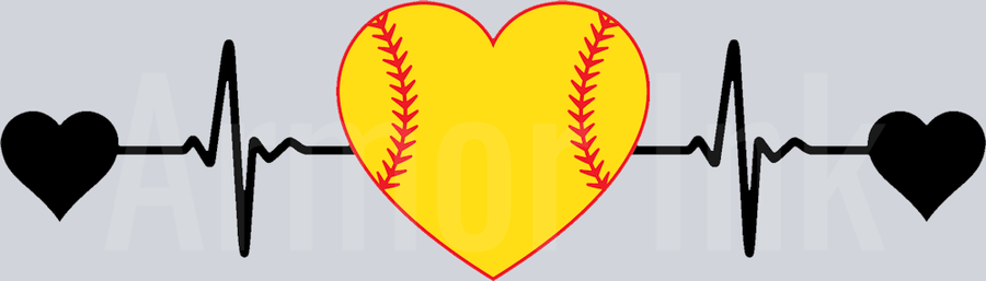 Softball Hearbeat DTF transfer